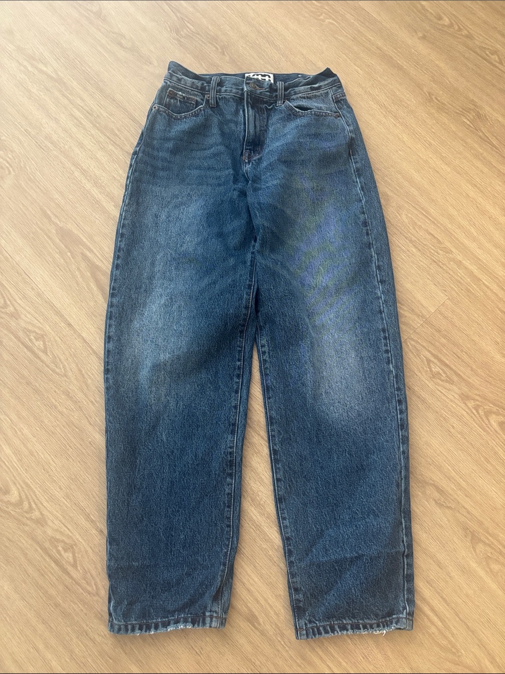 KBB by Kahlana Women’s Dark Denim Barrel Jeans - 0